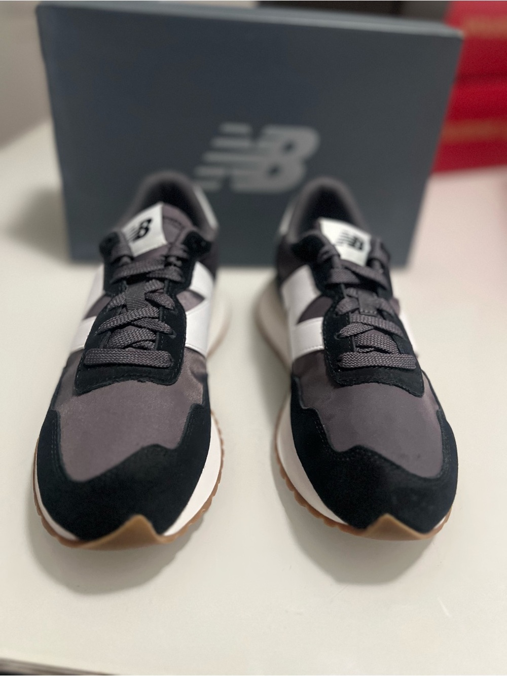 New Balance Women’s Retro Runner Sneakers in Black, Gray and White - Picture 2 of 8